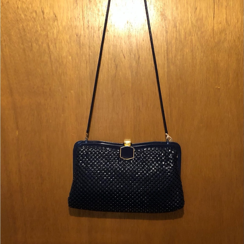 Elegant Navy Blue Woven Clutch